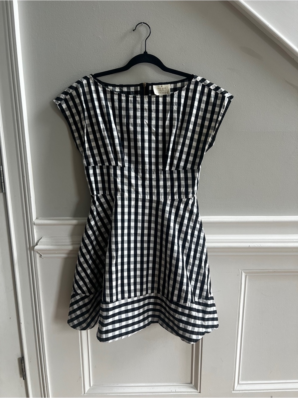 Kate Spade Black White Gingham Check Cotton Dress Size 6